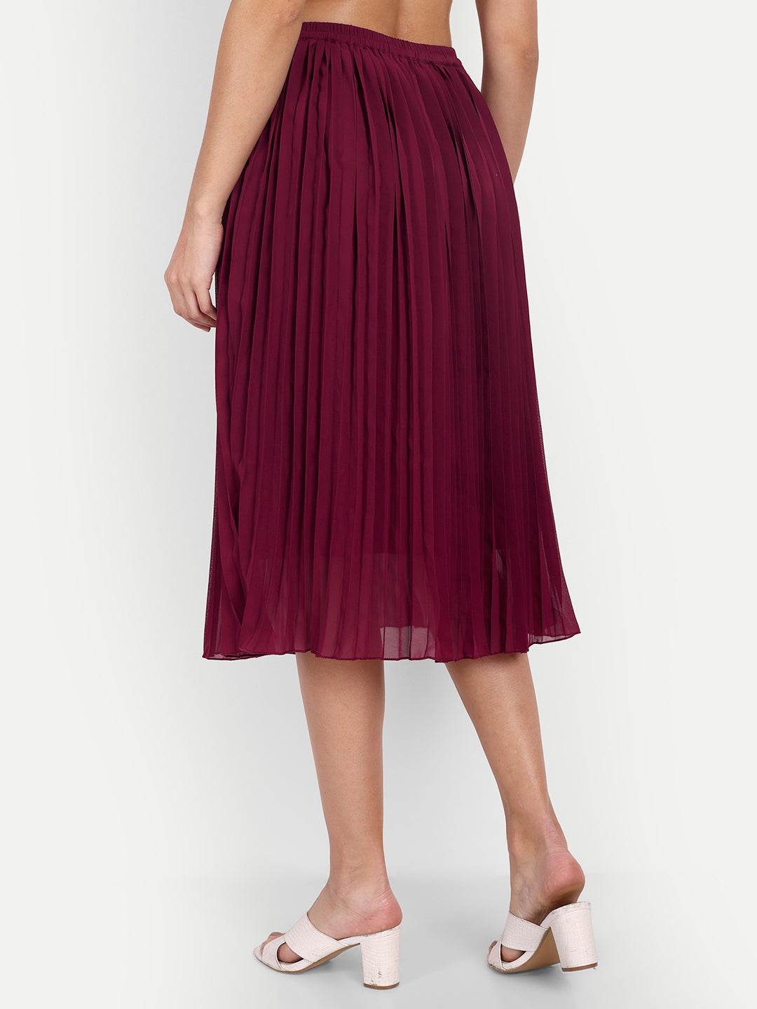 Slip-On Georgette Midi Flared Skirt