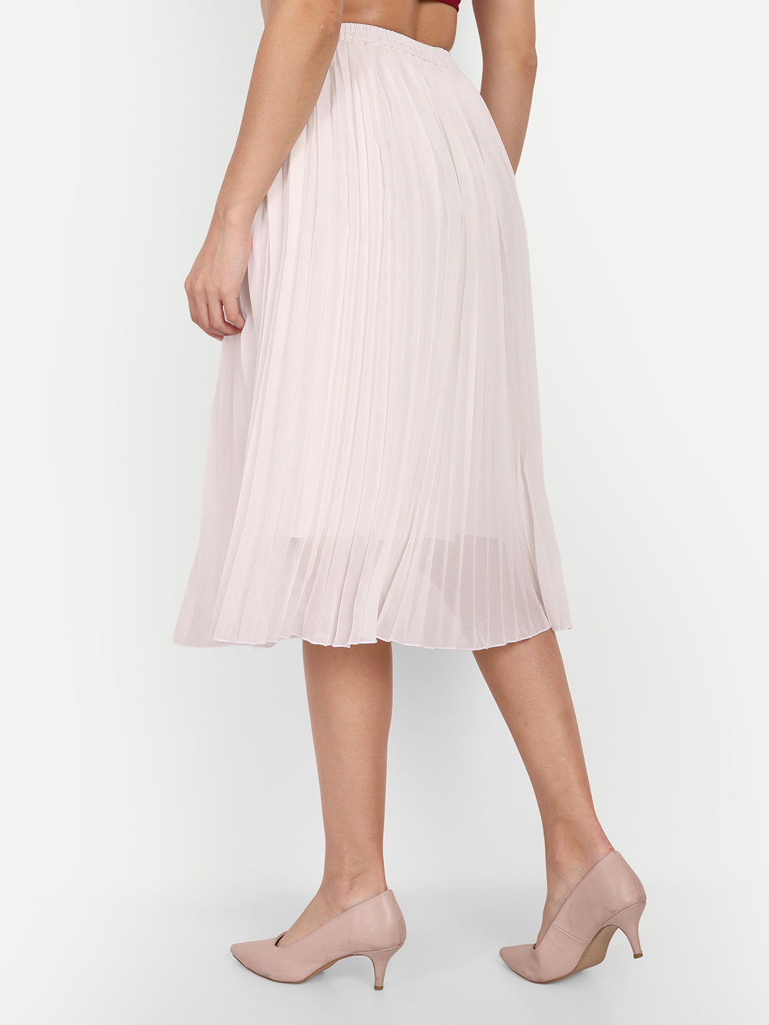 A Line Pleated Midi Skirt