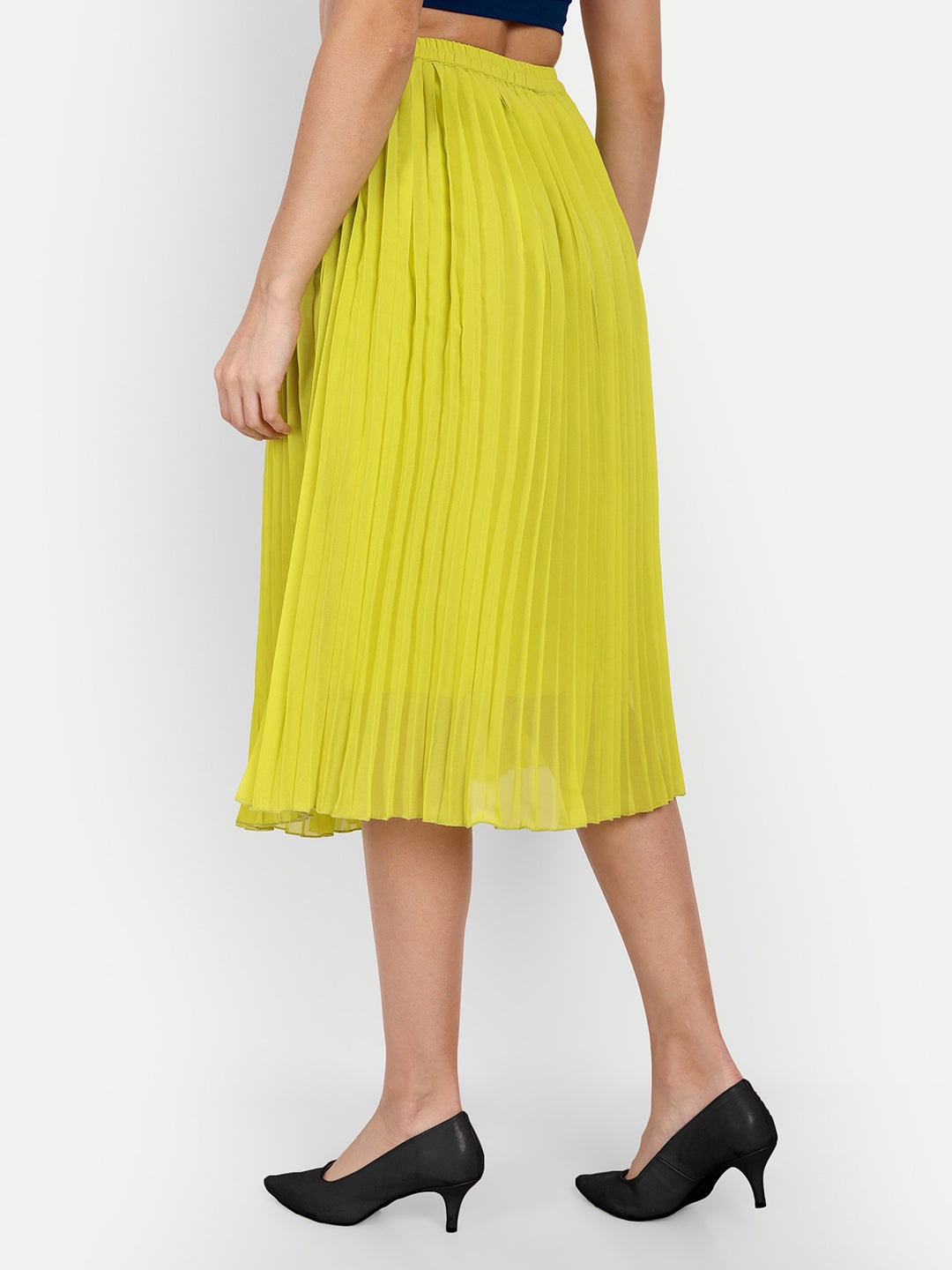 Accordion Pleated Midi Skirt