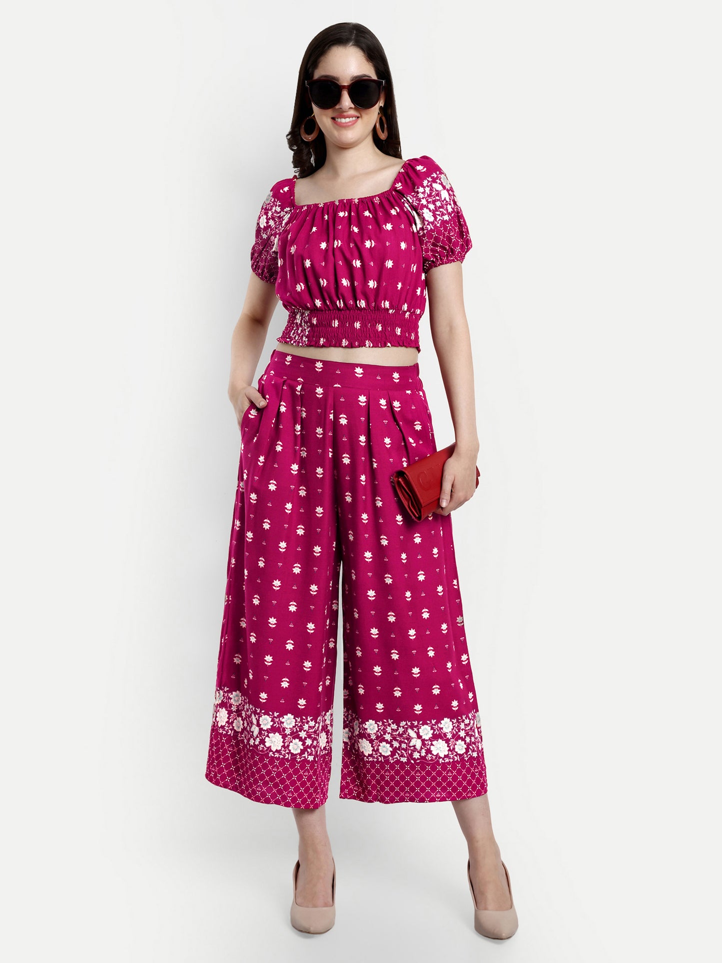 Printed Top With Palazzo Co-Ords