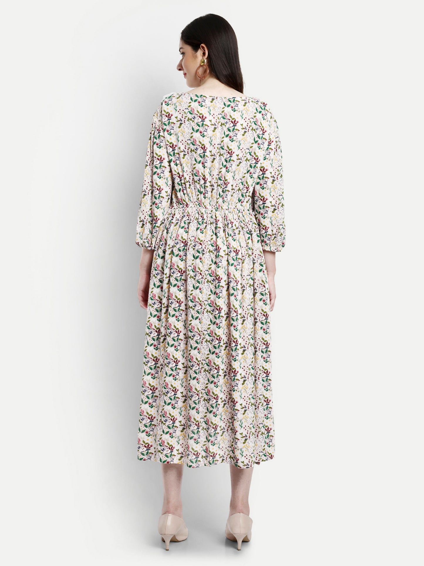 Tie-Up Neck Floral Printed Maternity Dress