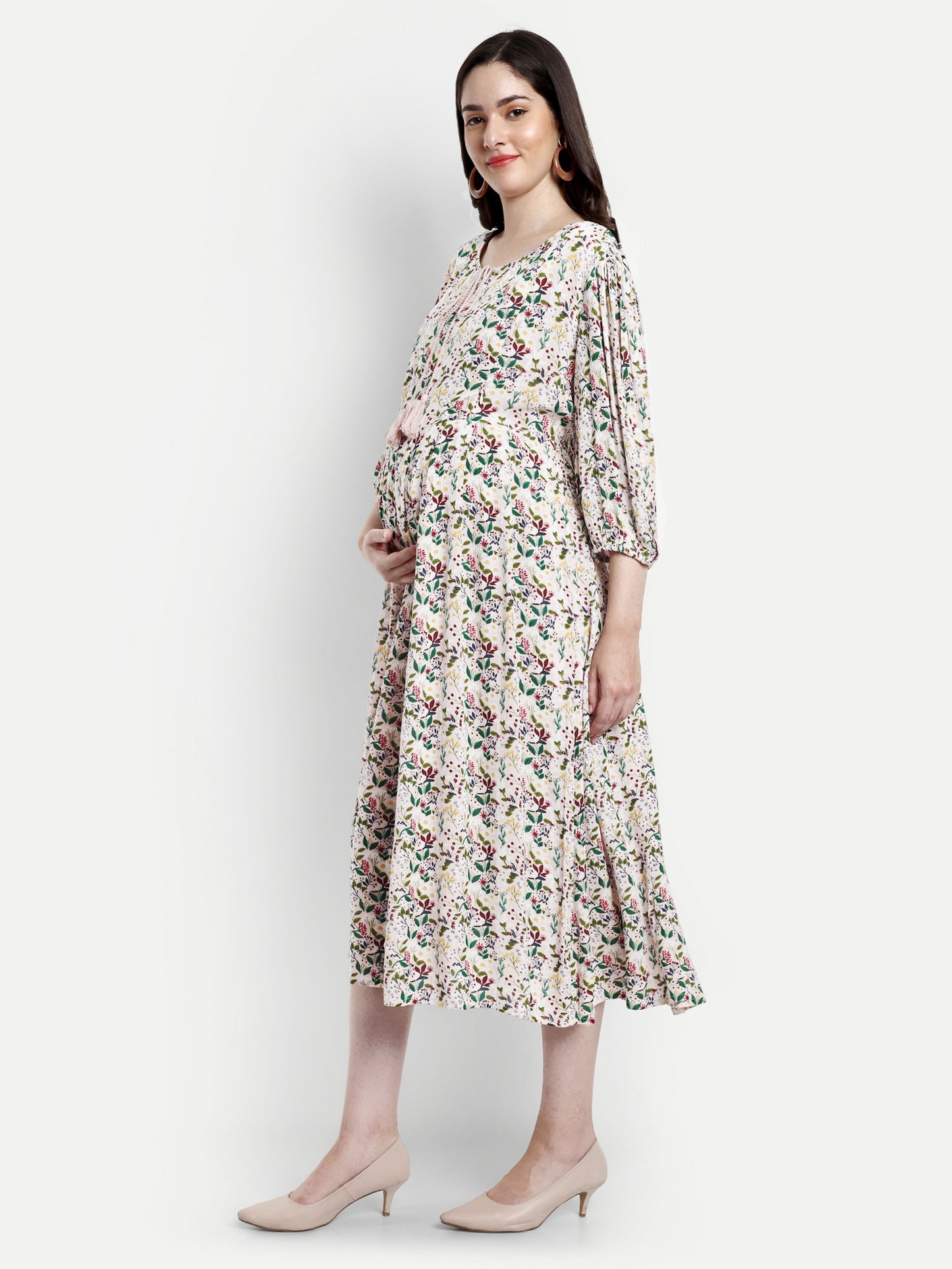 Midi Fit And Flare Maternity Dress