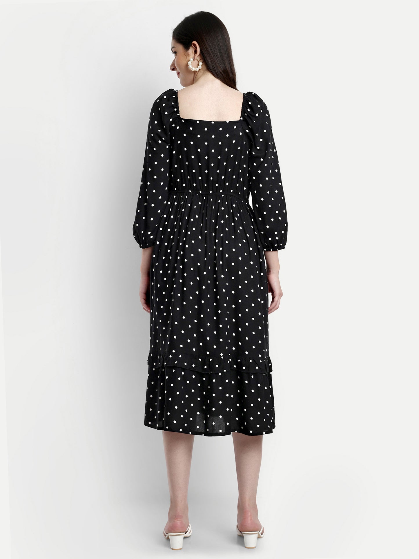 Polka Dot Print Maternity Midi Dress