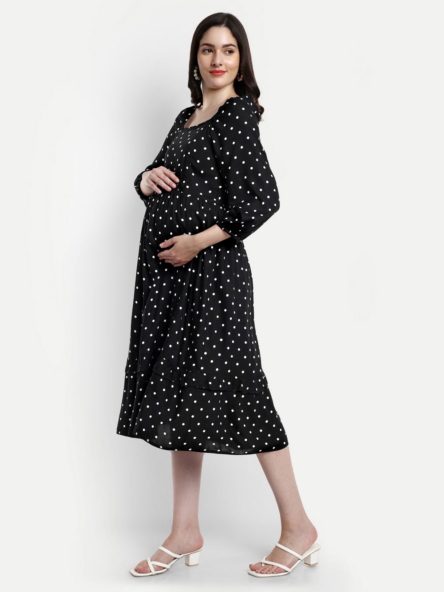 Maternity Cotton Fit & Flare Midi Dress