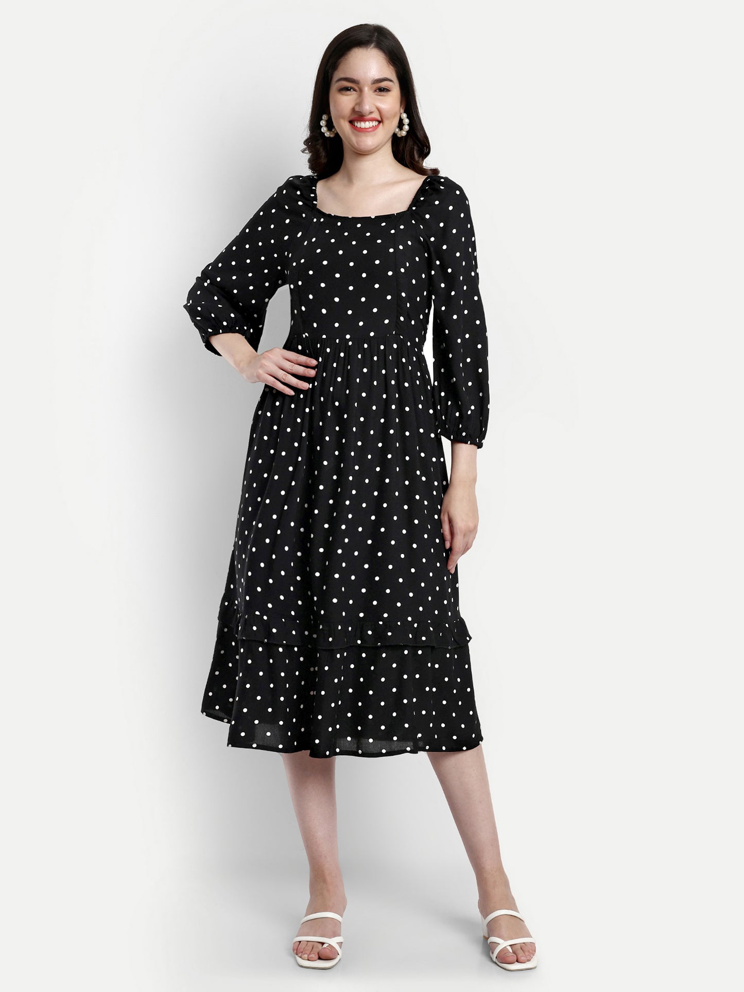 Polka Dot Cotton Maternity Midi Dress