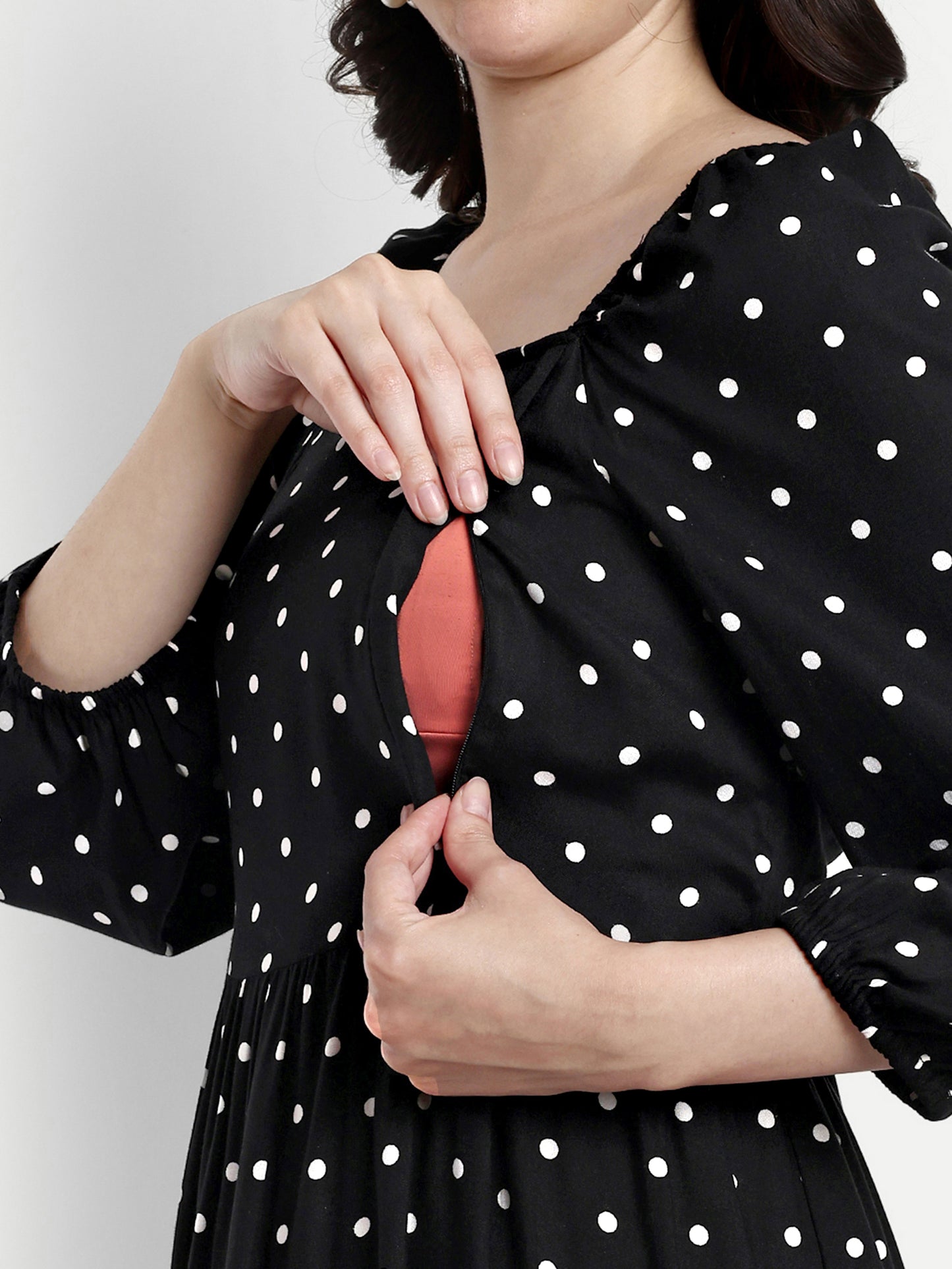 Polka Dot Print Maternity Dress