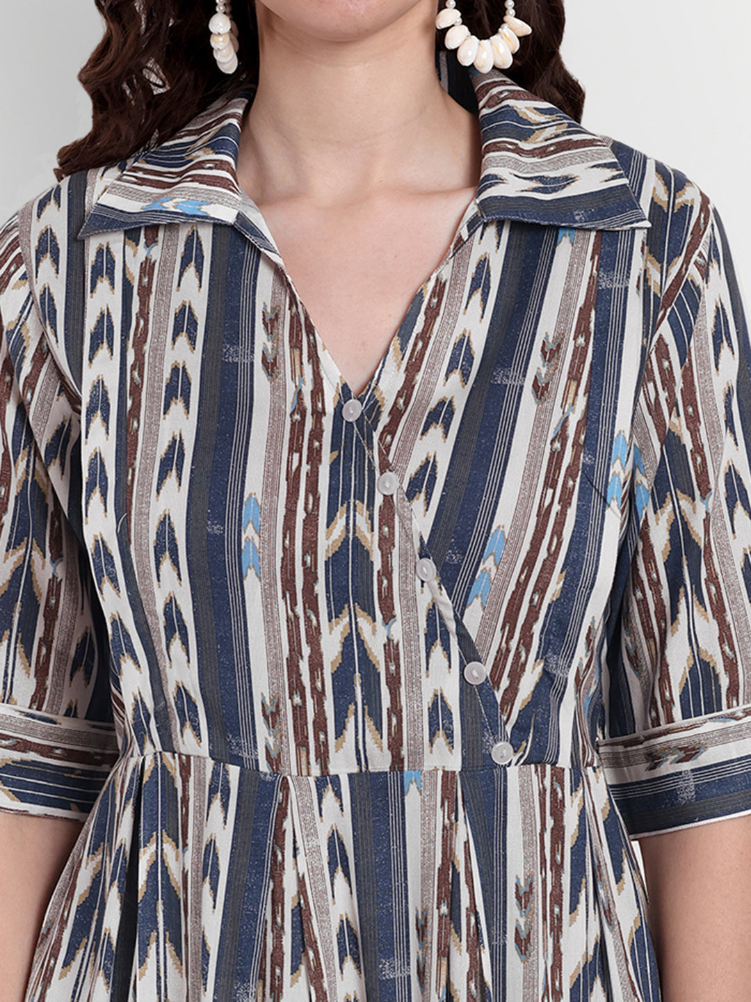 Ethnic Printed Cotton Maternity Feeding A-Line Kurta