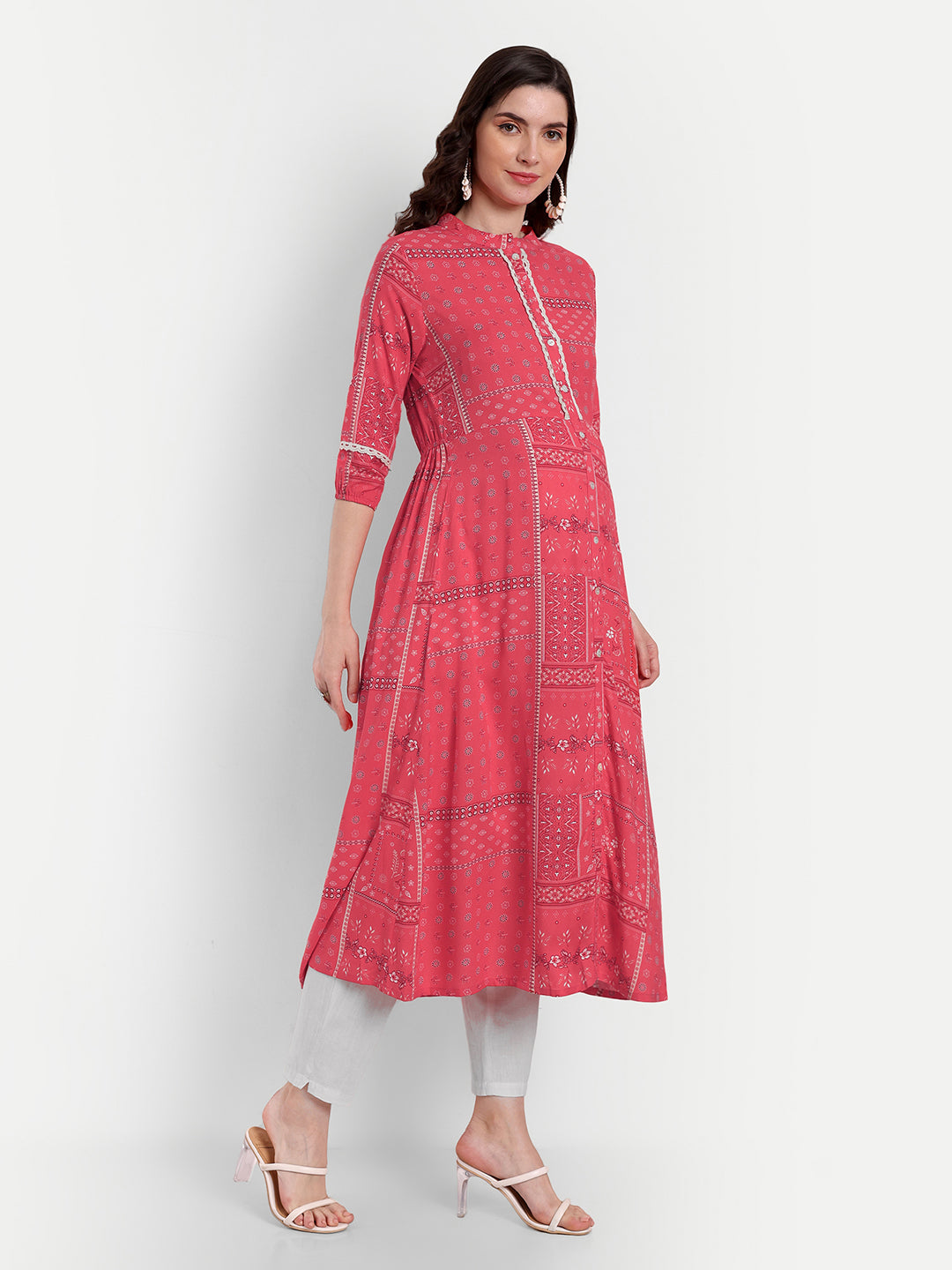 Ethnic Printed Cotton Maternity Feeding Straight Kurta