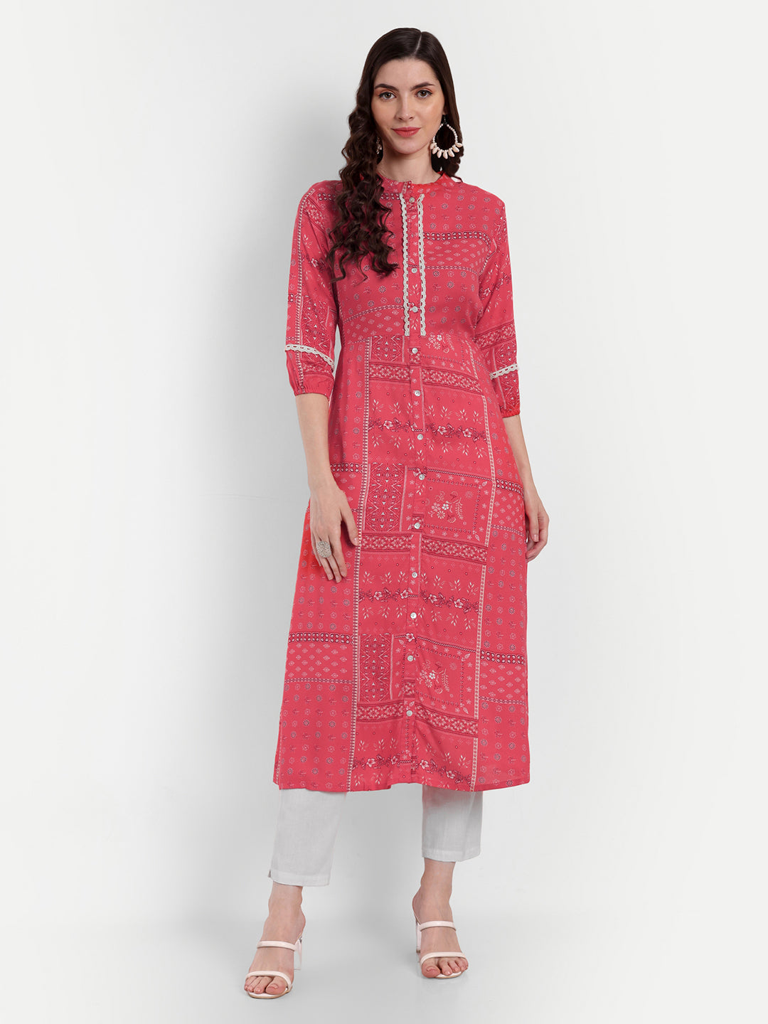 Ethnic Printed Cotton Maternity Feeding Straight Kurta