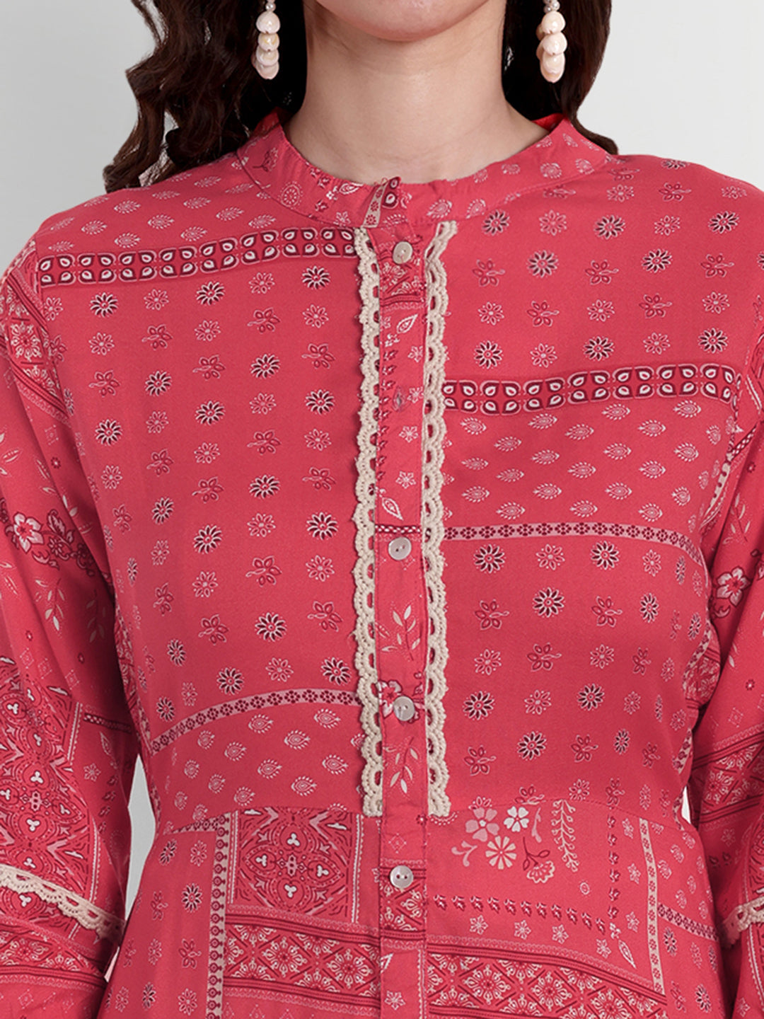 Ethnic Printed Cotton Maternity Feeding Straight Kurta