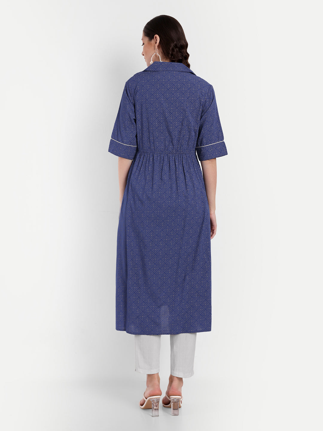 Floral Printed Shirt Collar Maternity A-Line Kurta