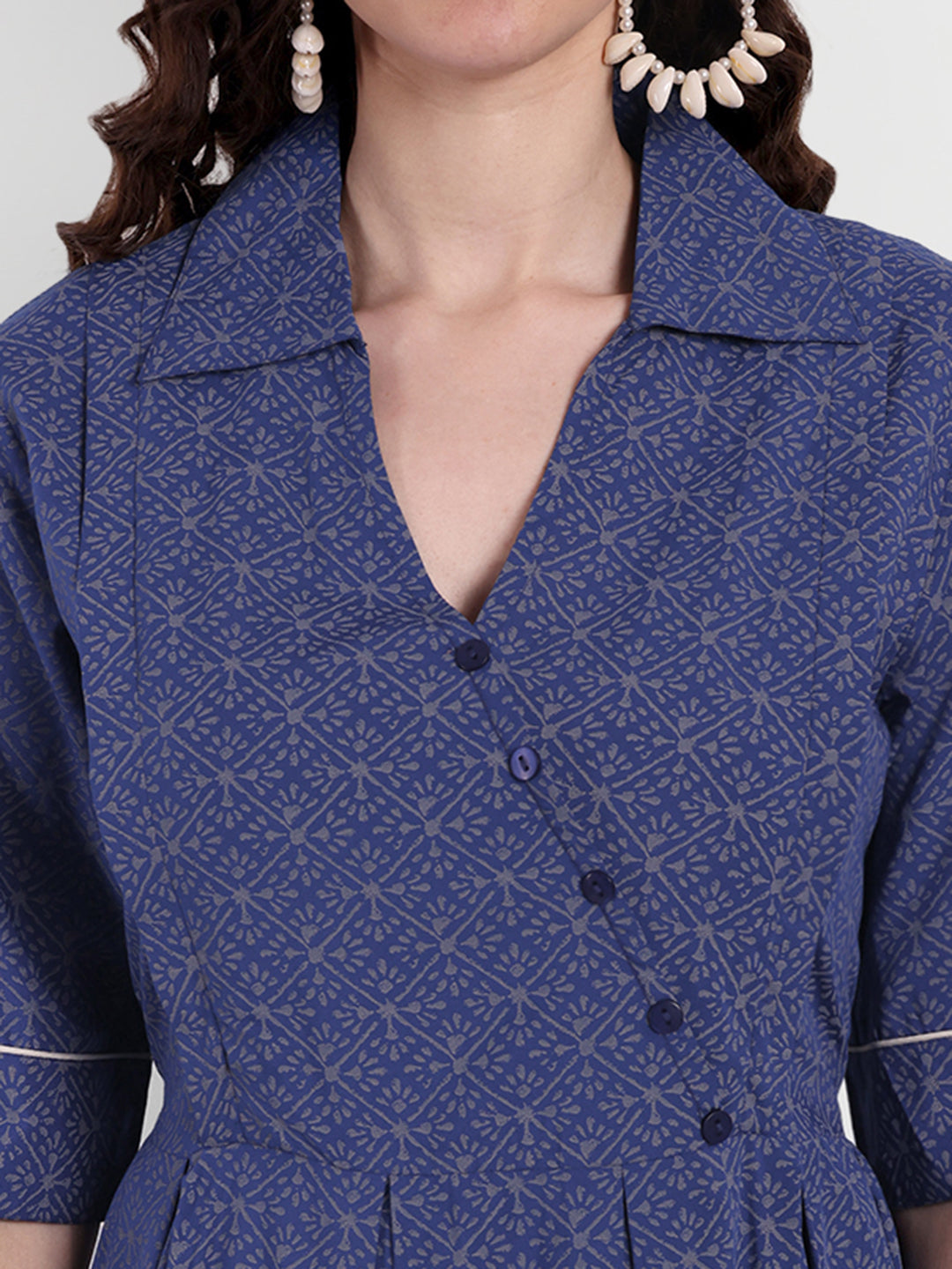 Floral Printed Shirt Collar Maternity A-Line Kurta