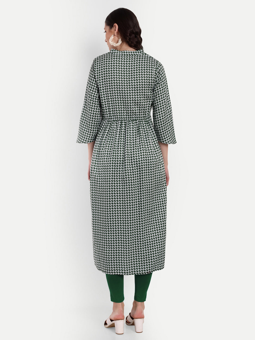 Checked Cotton Maternity Feeding A-Line Kurta