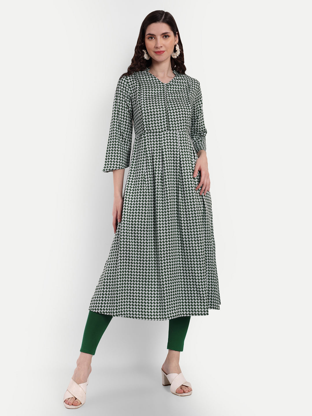 Checked Cotton Maternity Feeding A-Line Kurta