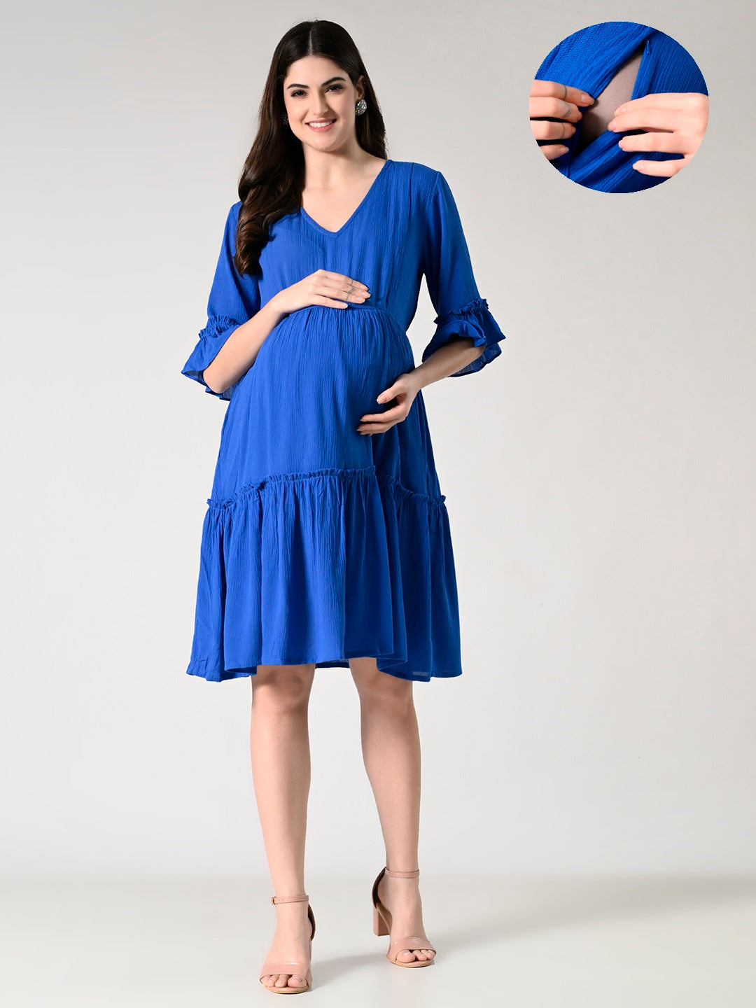 Women Blue maternity dress