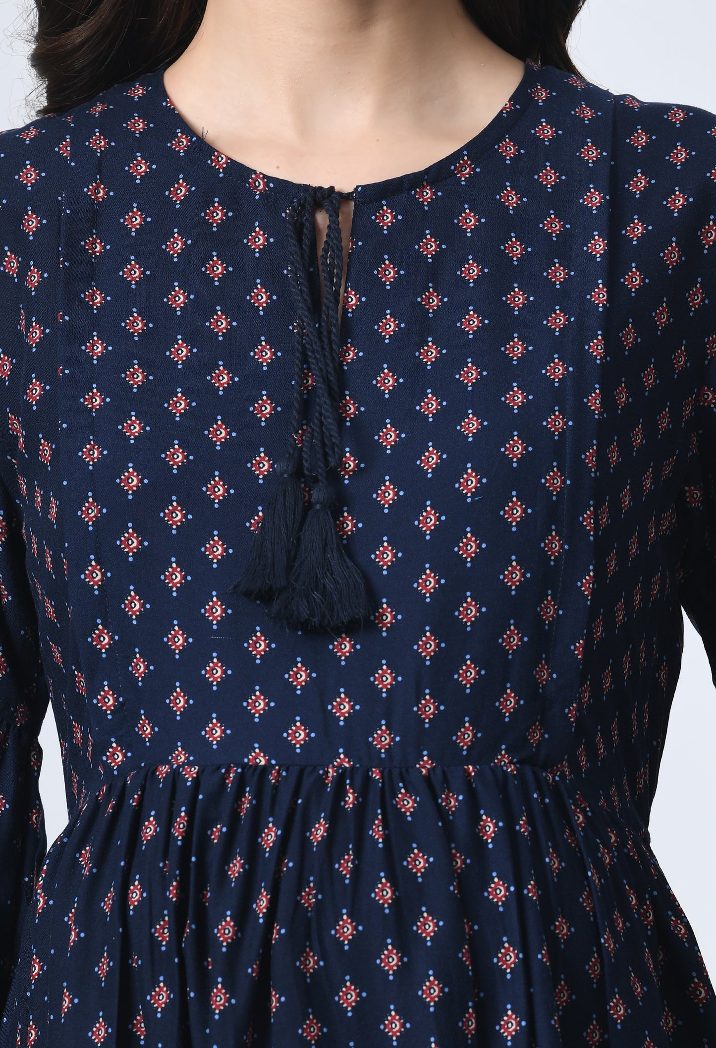 Ethnic Motifs Print Maternity Fit & Flare Midi Dress