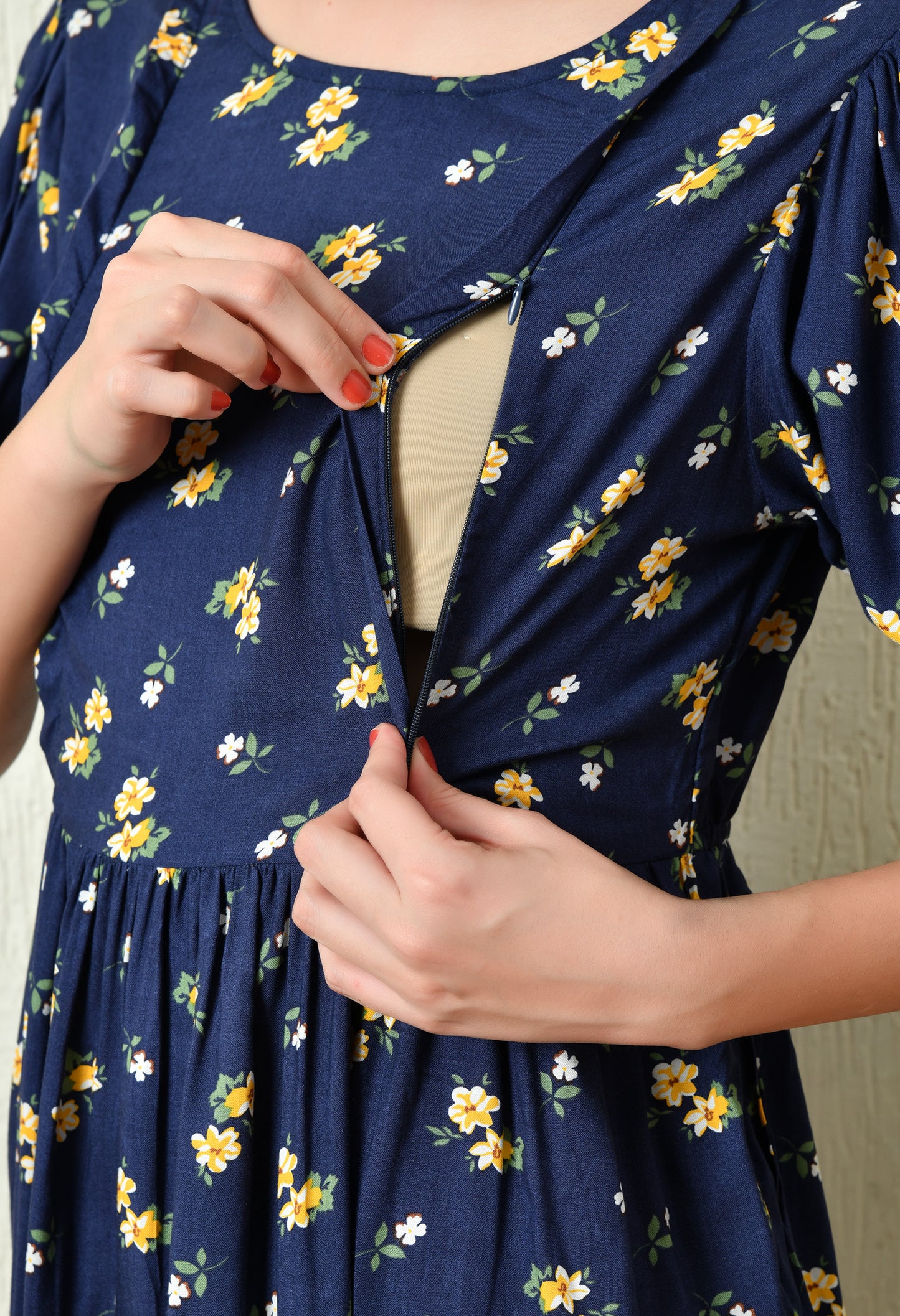Blue Maternity Midi Dress