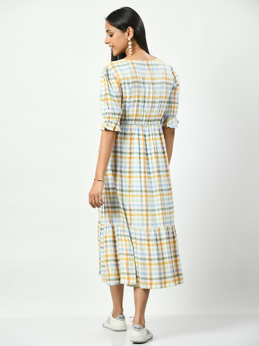 Checked Maternity A-Line Dress