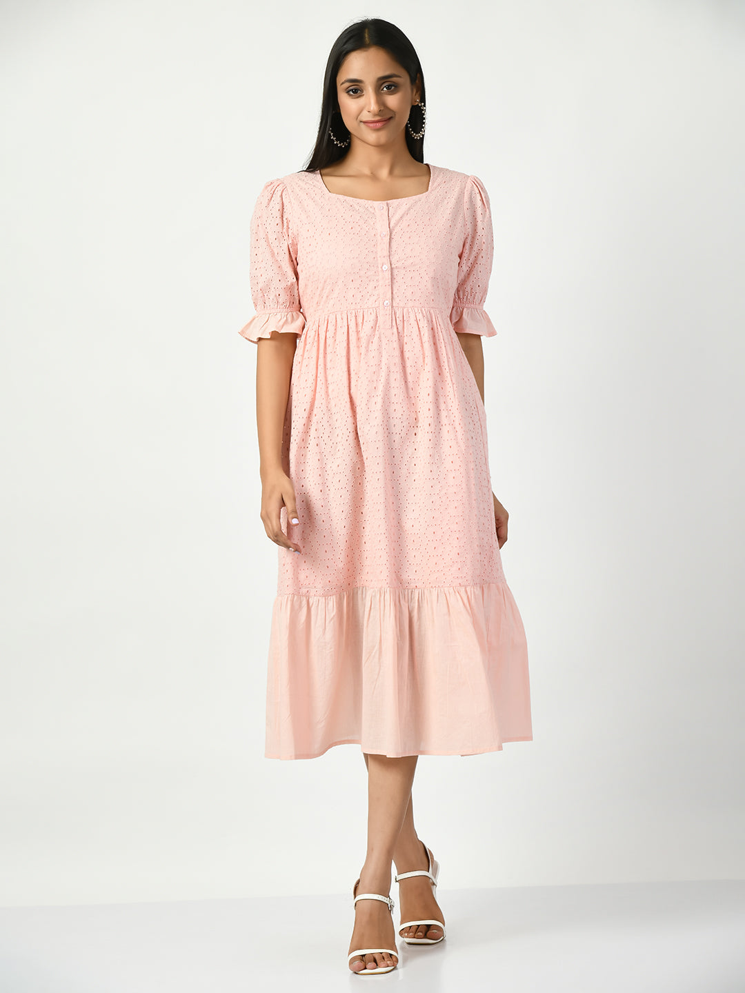 Maternity Cotton Fit & Flare Midi Dress