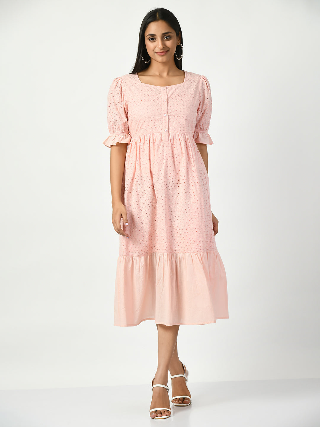  Maternity Cotton Fit & Flare Midi Dress