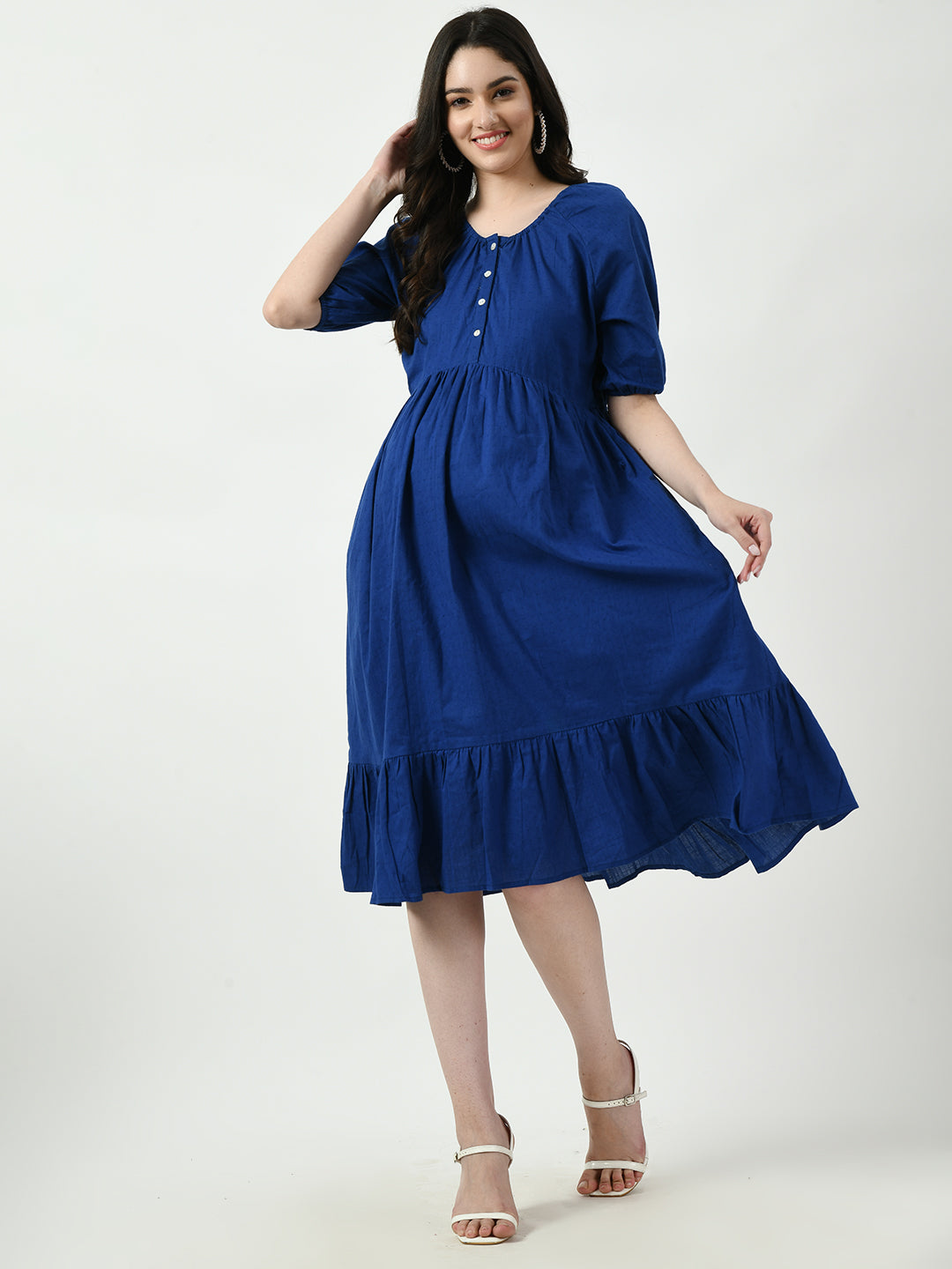 Maternity Cotton Fit & Flare Midi Dress