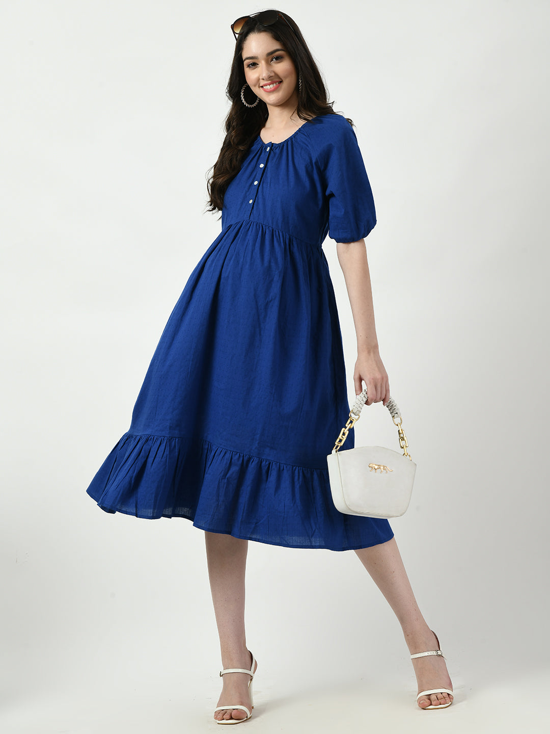 Maternity Cotton Fit & Flare Midi Dress