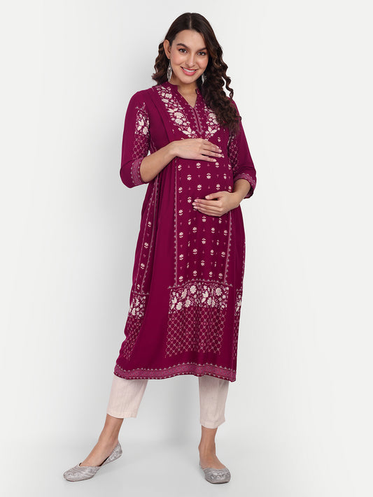 Ethnic Motifs Printed Maternity Kurta