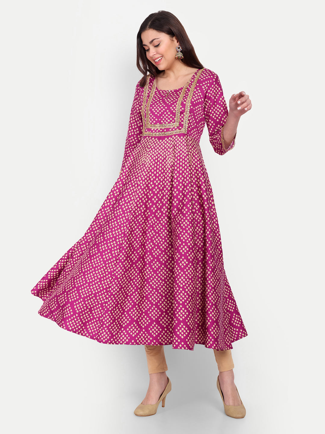 Bandhani Printed Cotton Maternity Kurta