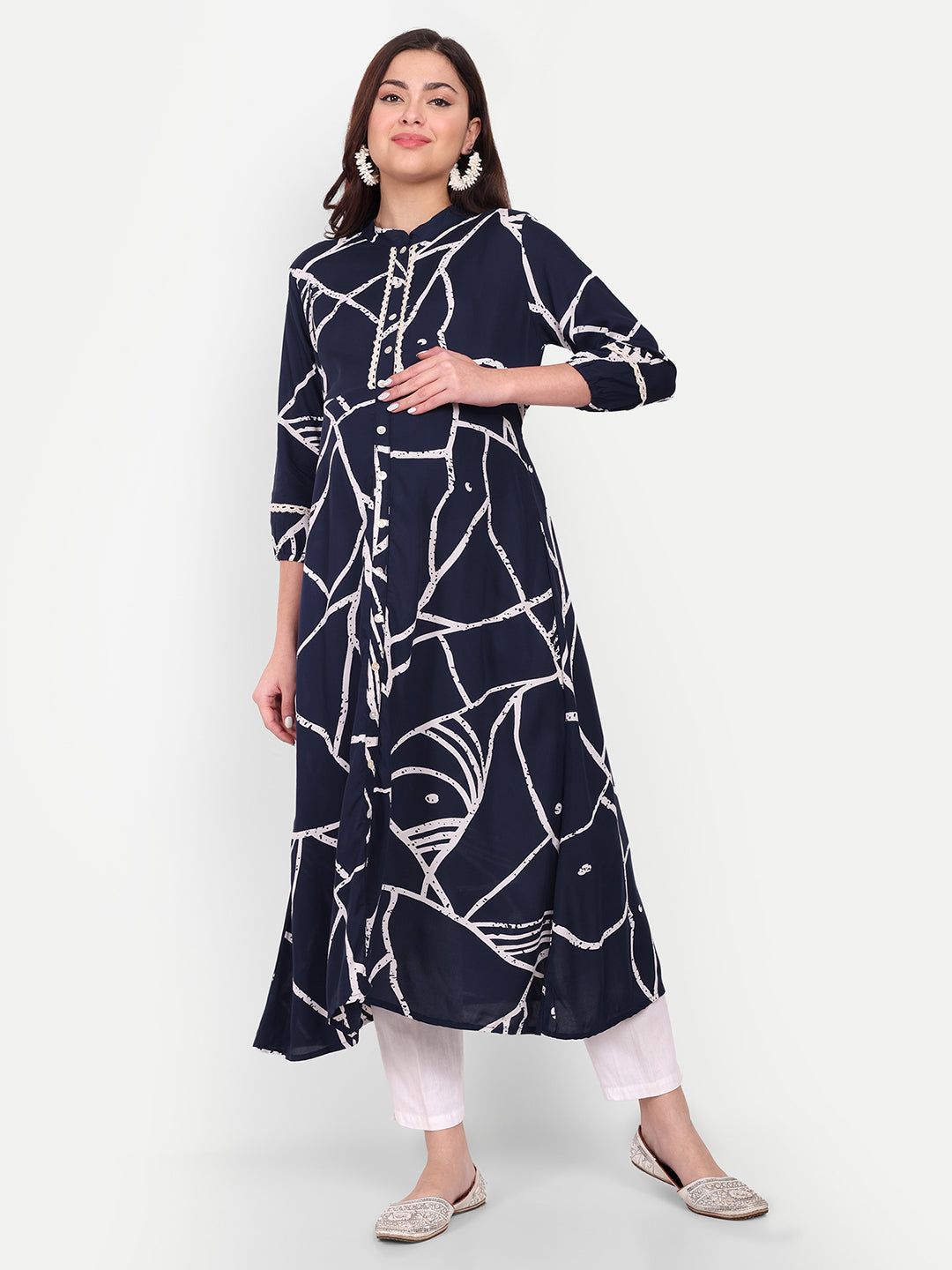 Abstract Printed Maternity Anarkali Kurta