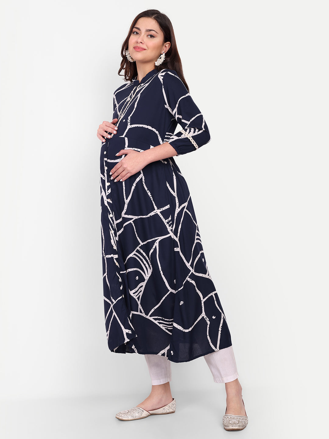 Abstract Printed Maternity Anarkali Kurta