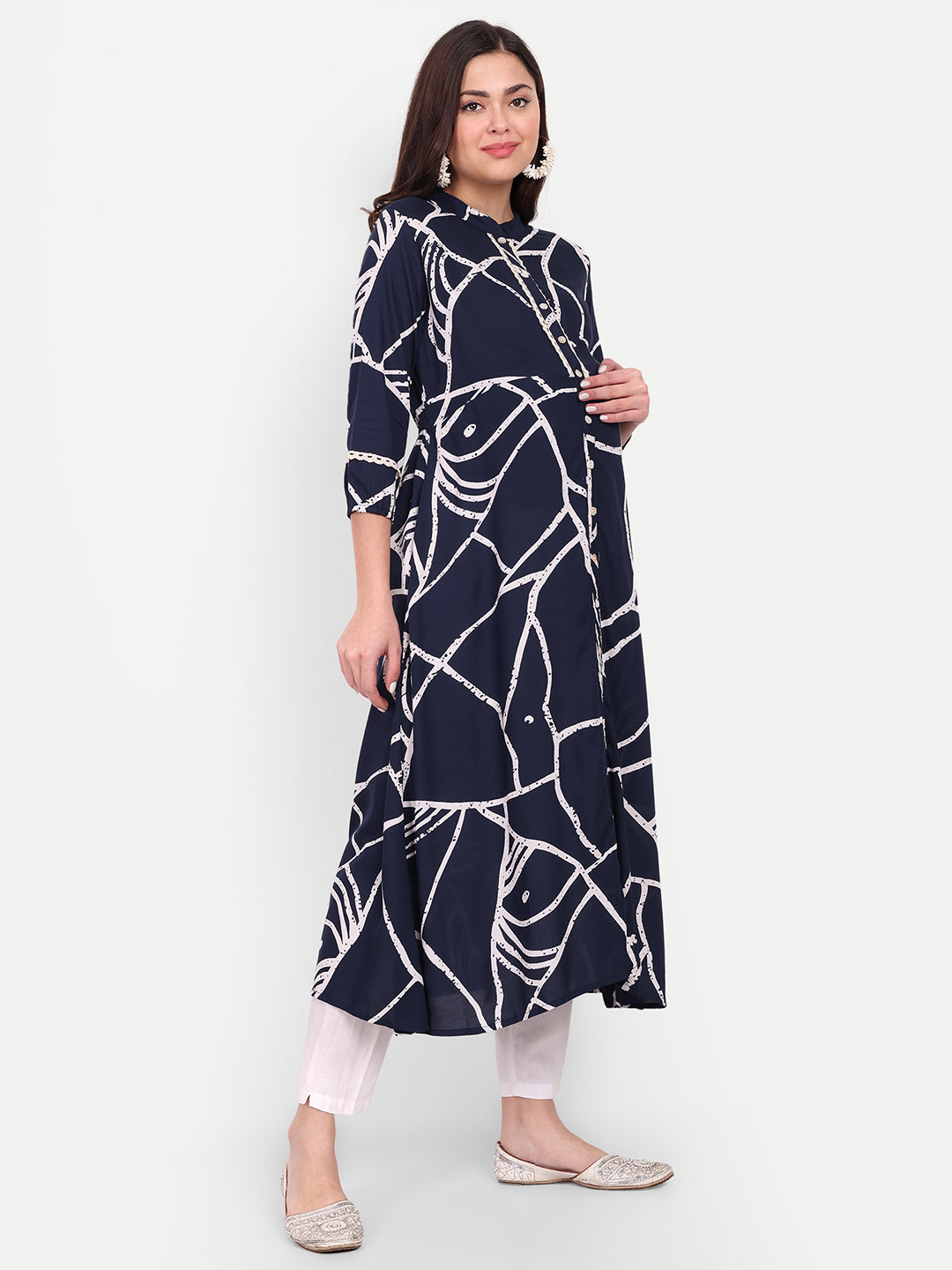 Abstract Printed Maternity Anarkali Kurta