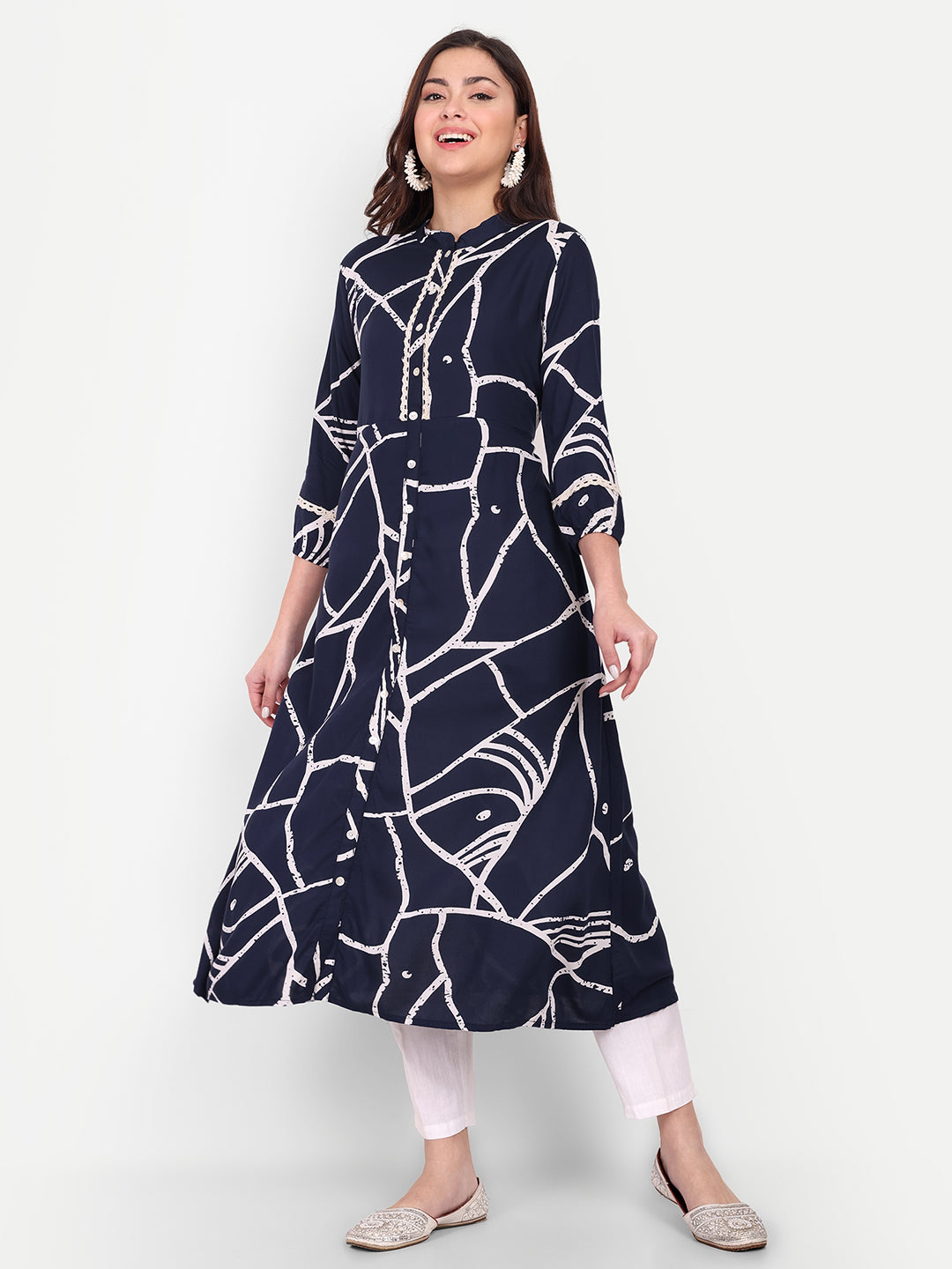 Abstract Printed Maternity Anarkali Kurta