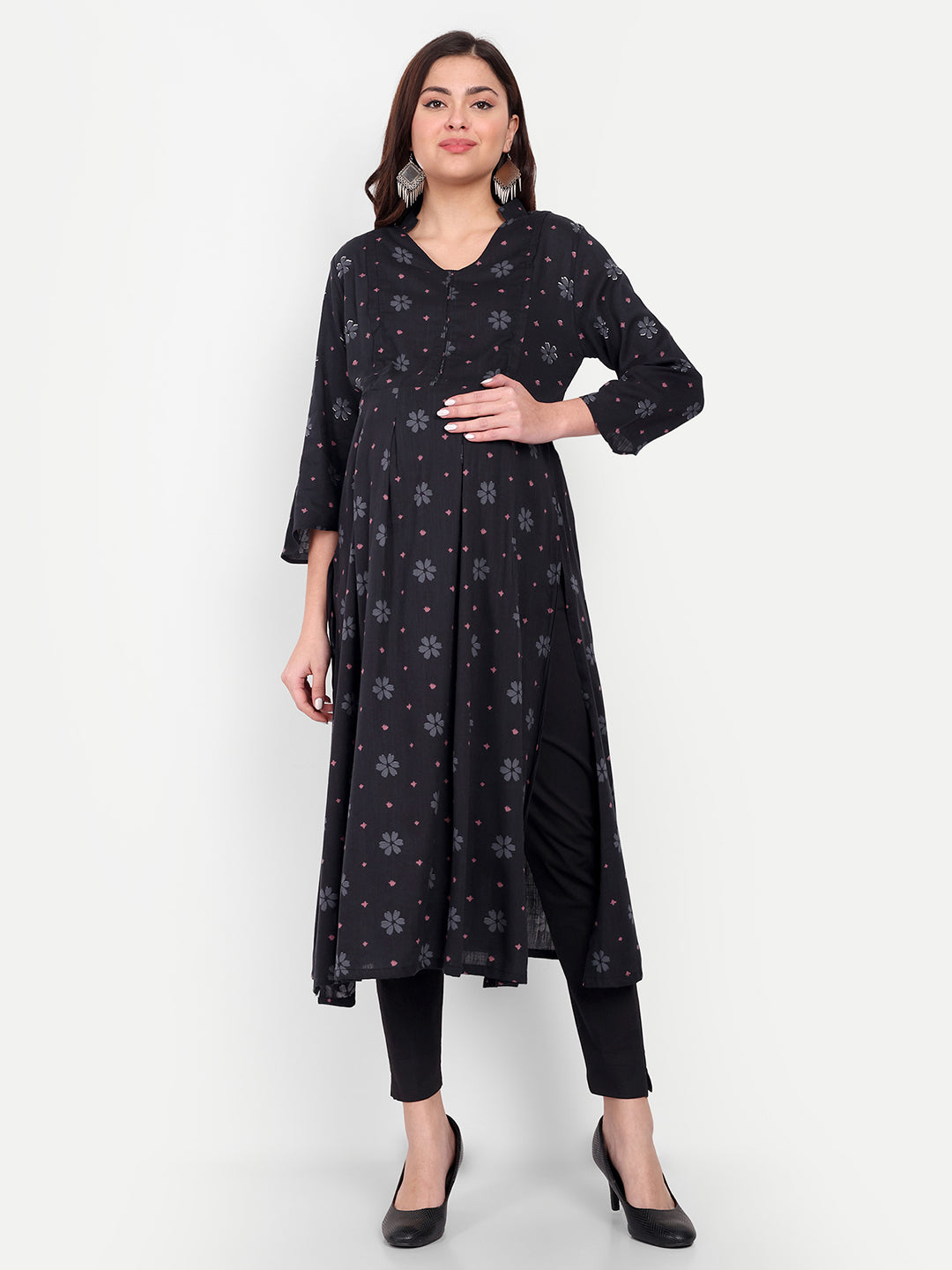 Floral Printed Pure Cotton Maternity Kurta