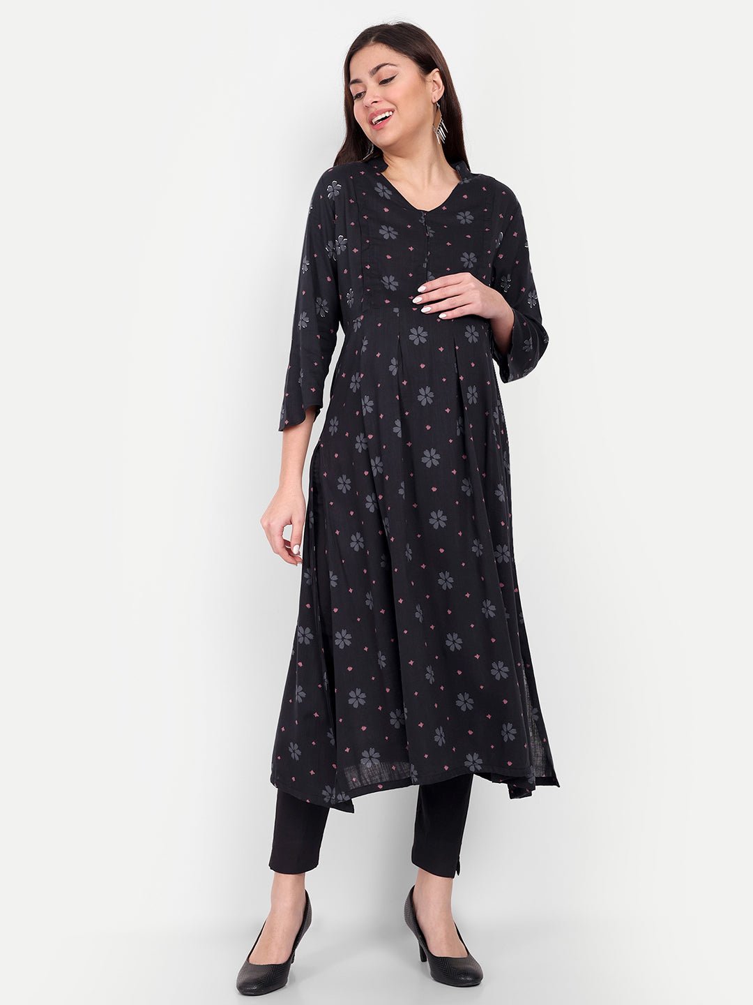 Floral Printed Pure Cotton Maternity Kurta