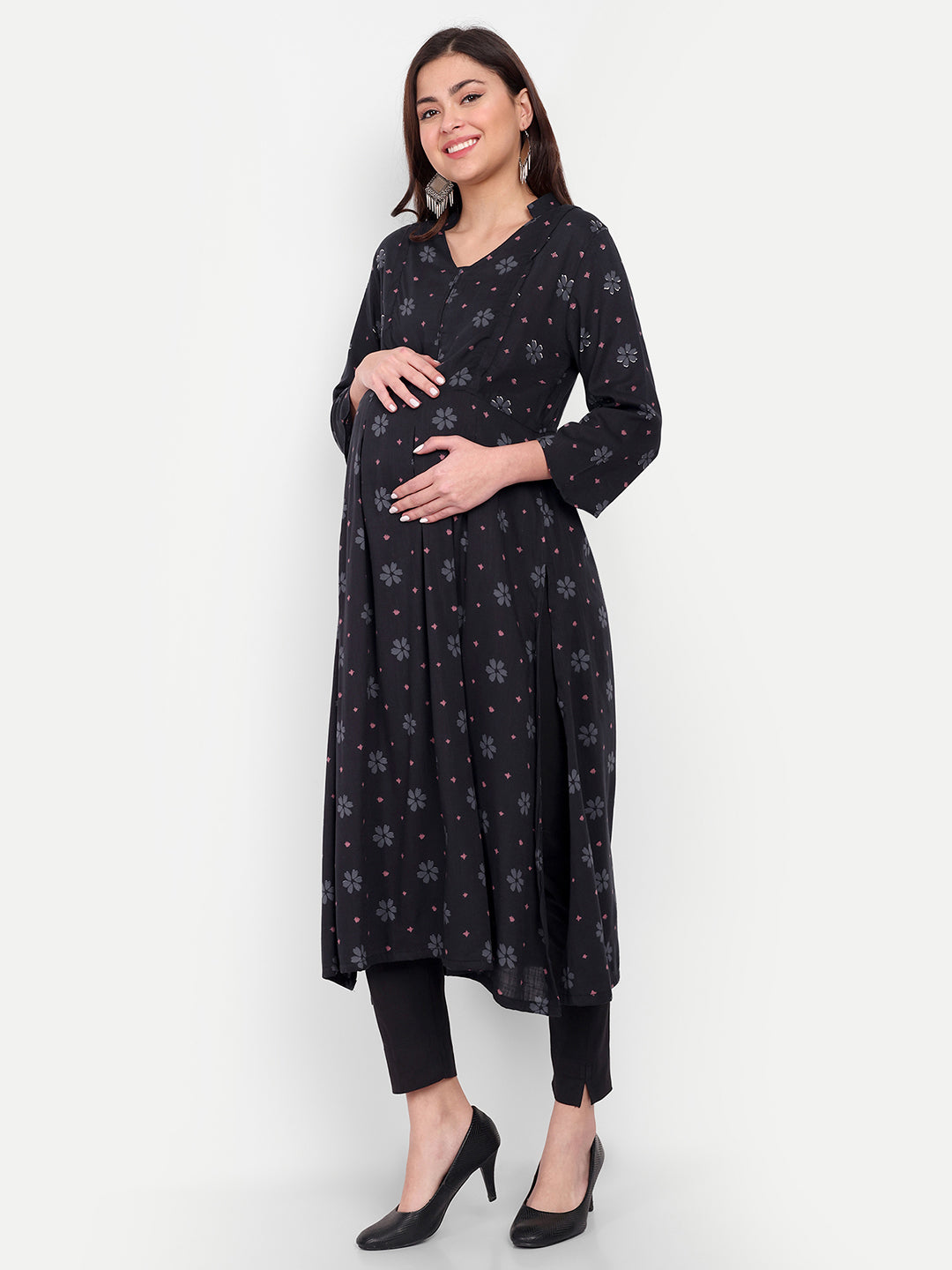 Floral Printed Pure Cotton Maternity Kurta