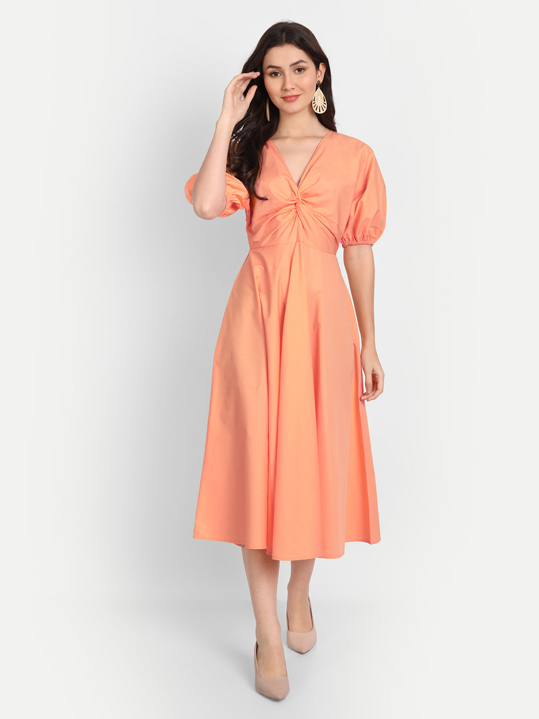Cotton Midi Knot Dress