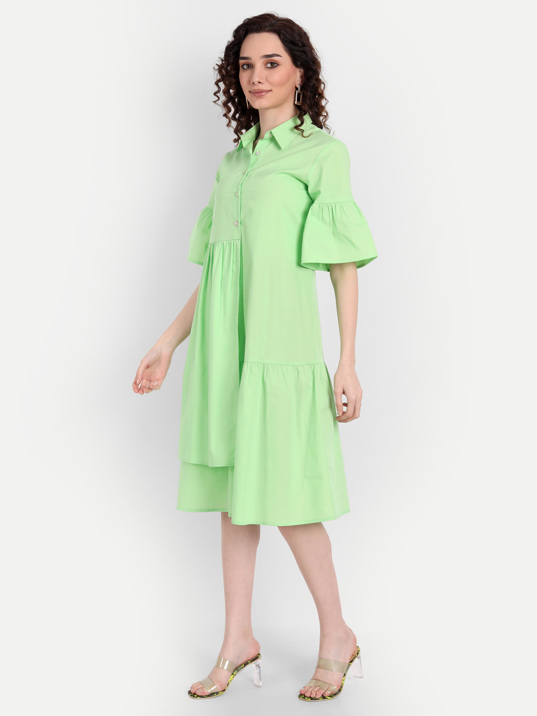 Green Shirt Midi Dress