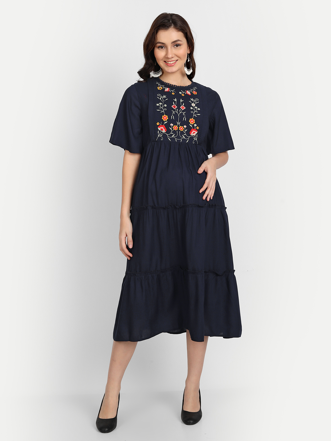 Shop Blue Floral Tie-Up Neck Maternity Dress For Women's At Aaruvi Ruchi Verma Aaruvi Ruchi Verma | All Rights Reserved Shop Blue Floral Tie-Up Neck Maternity Dress For Women's At Aaruvi Ruchi Verma Aaruvi Ruchi Verma | All Rights Reserved