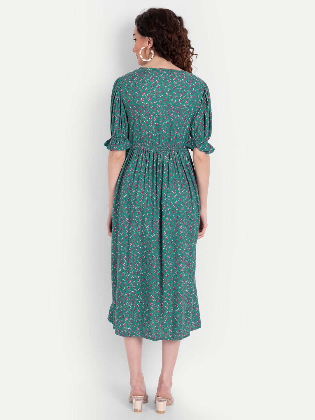Teal Floral Midi Dress