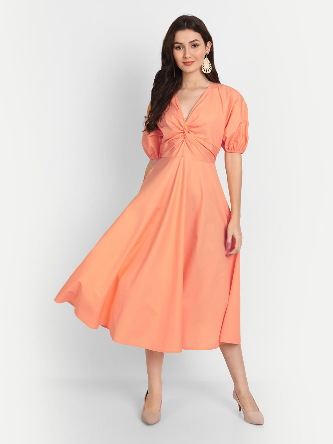 Cotton Midi Knot Dress