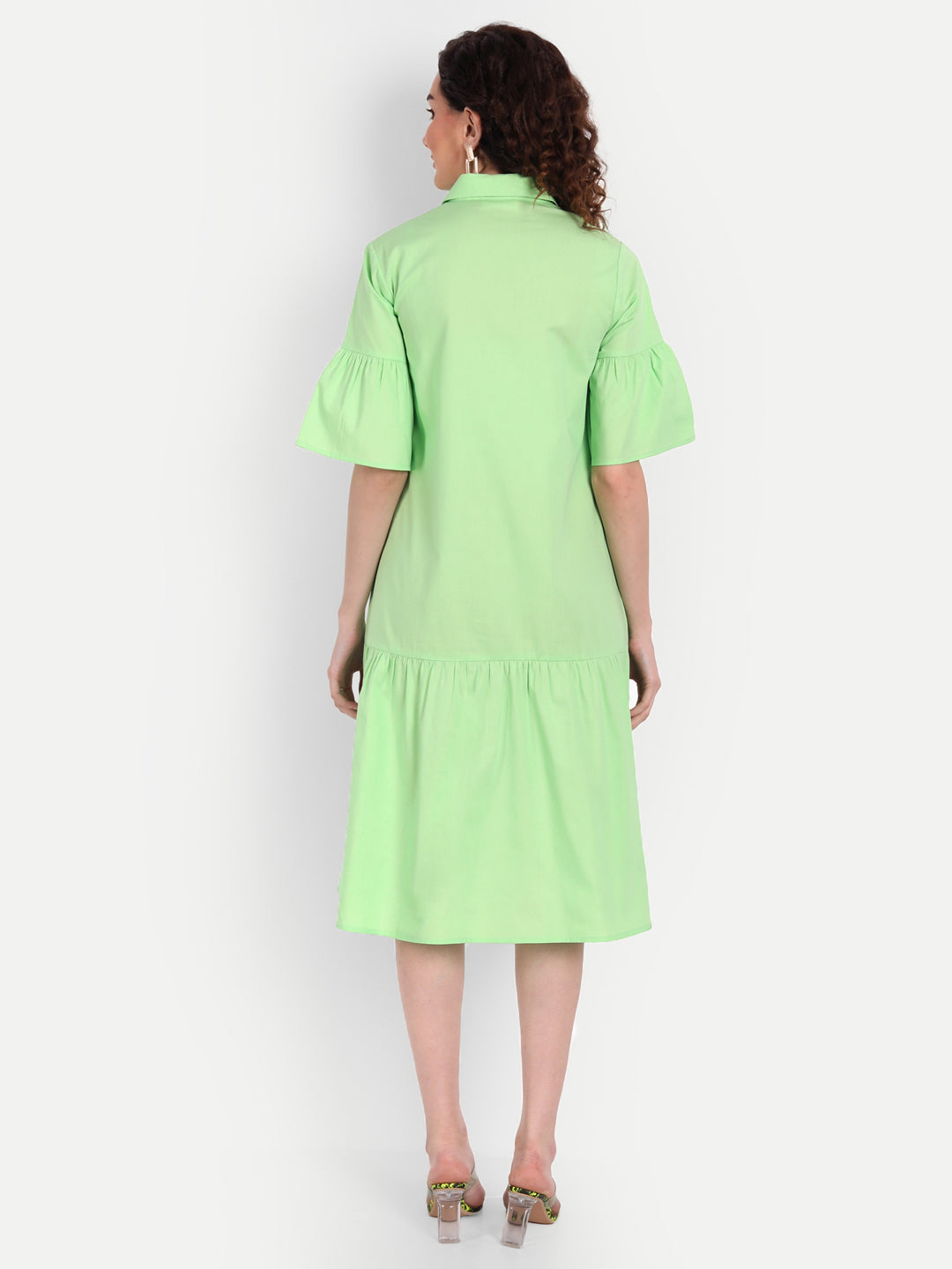 Green Shirt Midi Dress