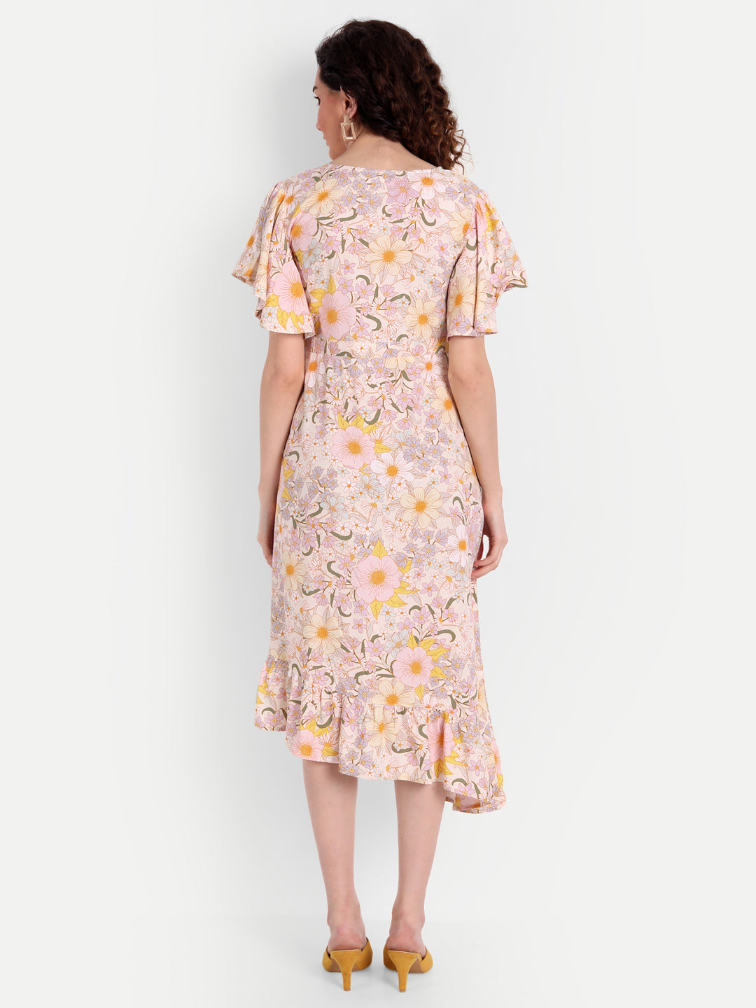 Off White Floral Midi Dress