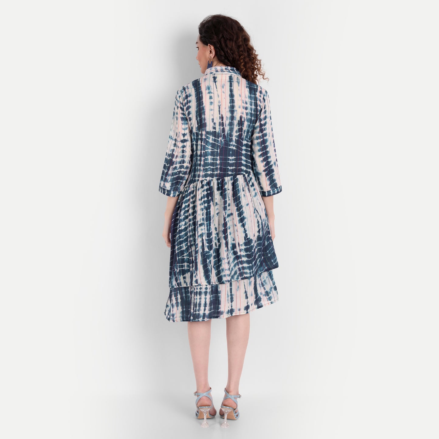 Blue Tie and Dye A-Line Dress