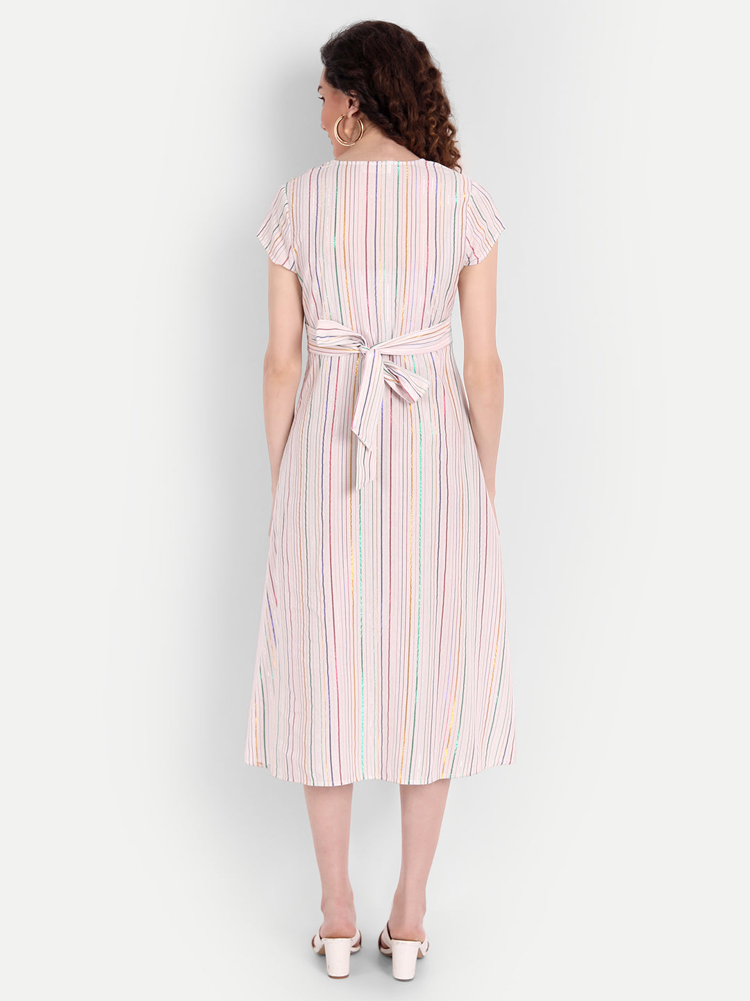 White Striped Midi Dress