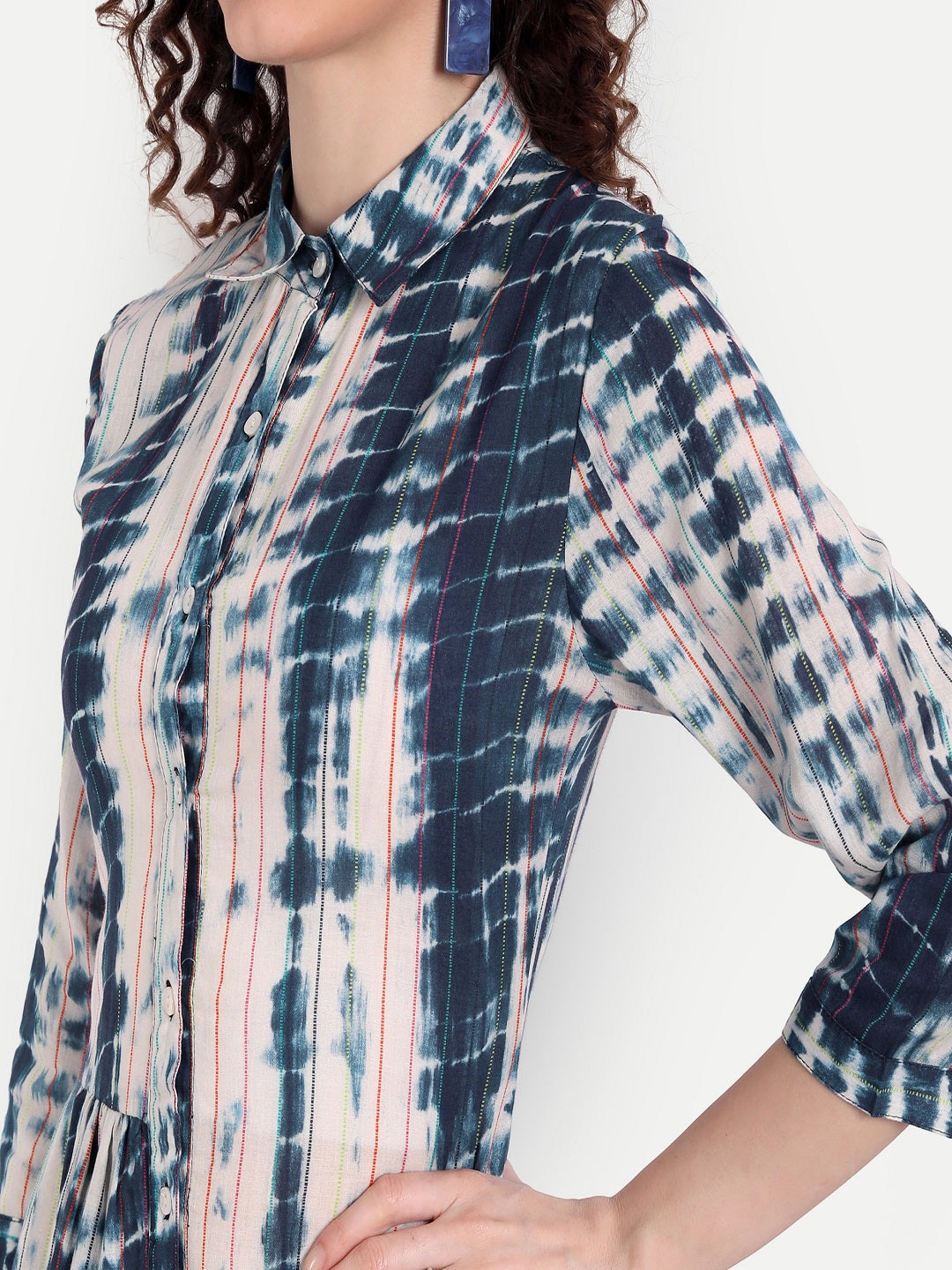 Blue Tie and Dye A-Line Dress