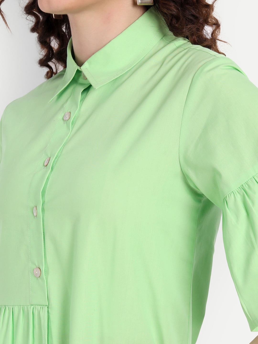 Green Shirt Midi Dress