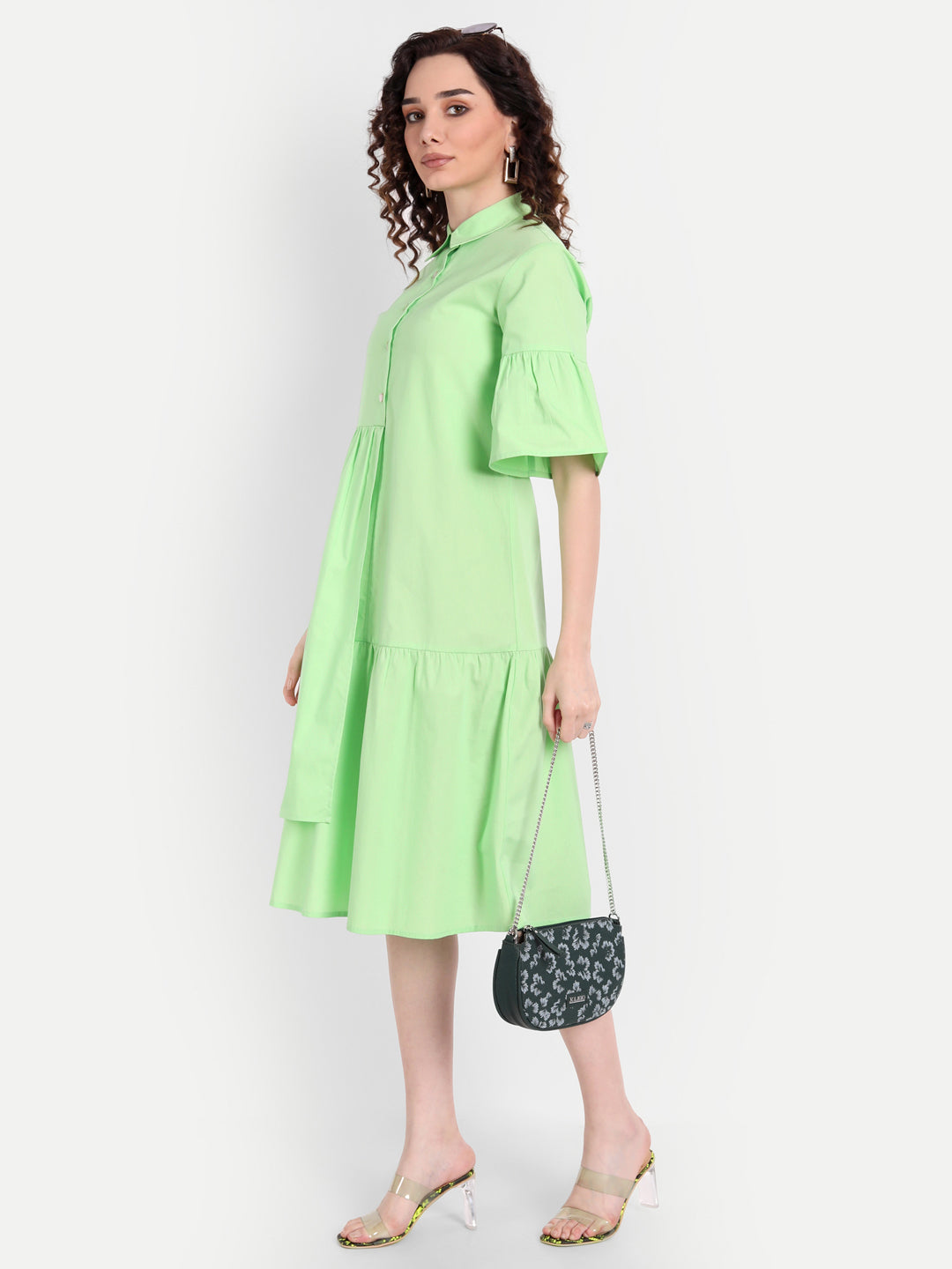 Green Shirt Midi Dress