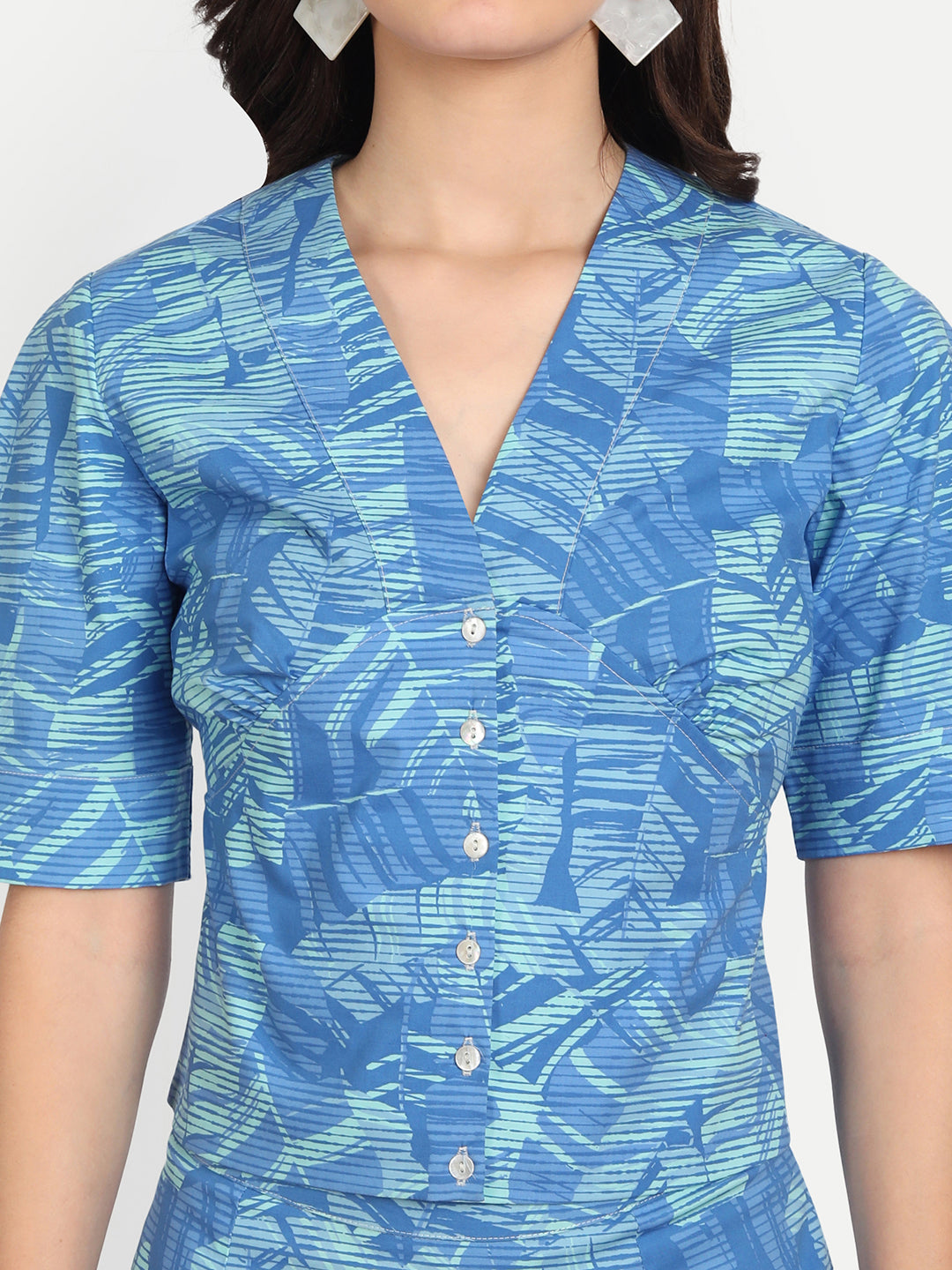 Women Printed Short Sleeves Top and Skirt Co-Ords