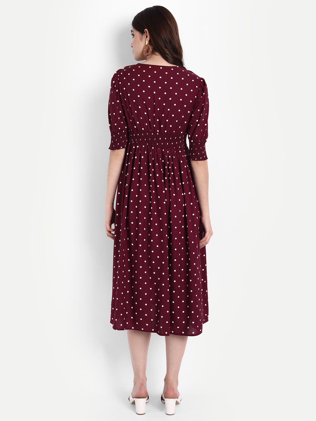 Aaruvi Ruchi Verma Maroon Maternity Midi Dress