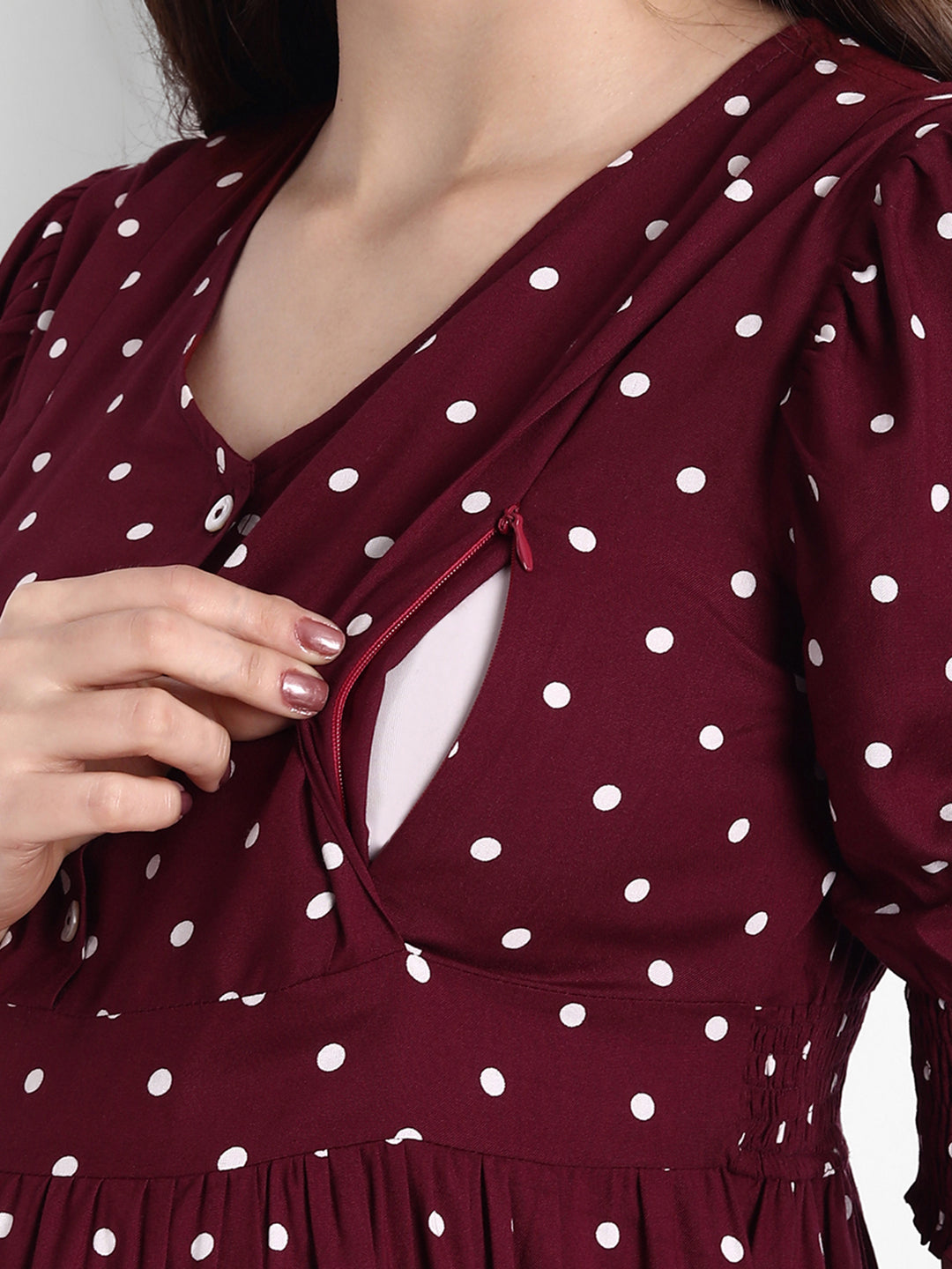 Aaruvi Ruchi Verma Maroon Maternity Midi Dress